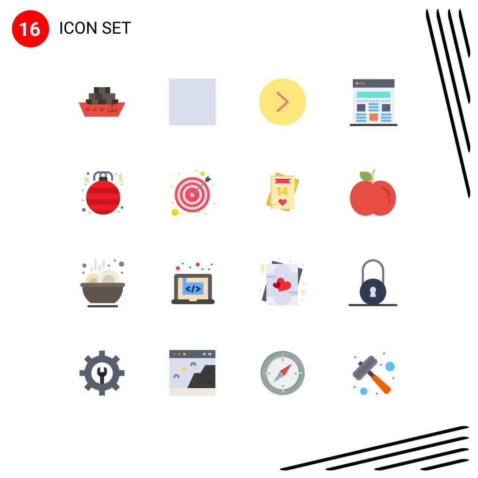pacote de ícones de vetores de ações de 16 sinais e símbolos de linha para estratégia de objetivo web seta natal pacote editável de elementos de design de vetores criativos