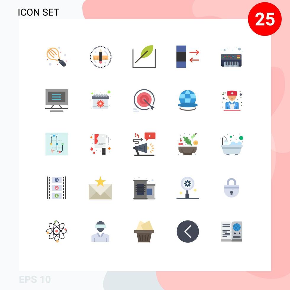 pacote de linha vetorial editável de 25 cores planas simples de coluna de troca de ferramentas analógicas de sintetizador elementos de design vetorial editáveis vetor