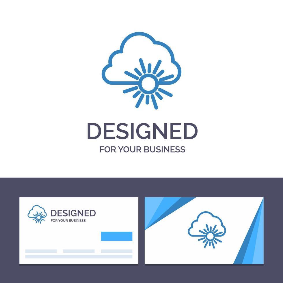 cartão de visita criativo e modelo de logotipo nuvem natureza primavera sol ilustração vetorial vetor