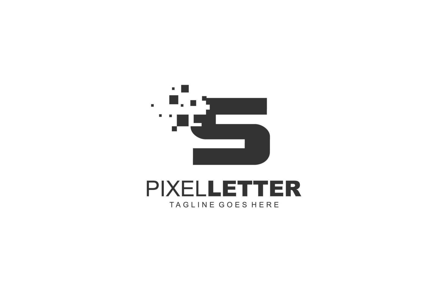 s logotipo pixel para empresa de branding. ilustração vetorial de modelo digital para sua marca. vetor
