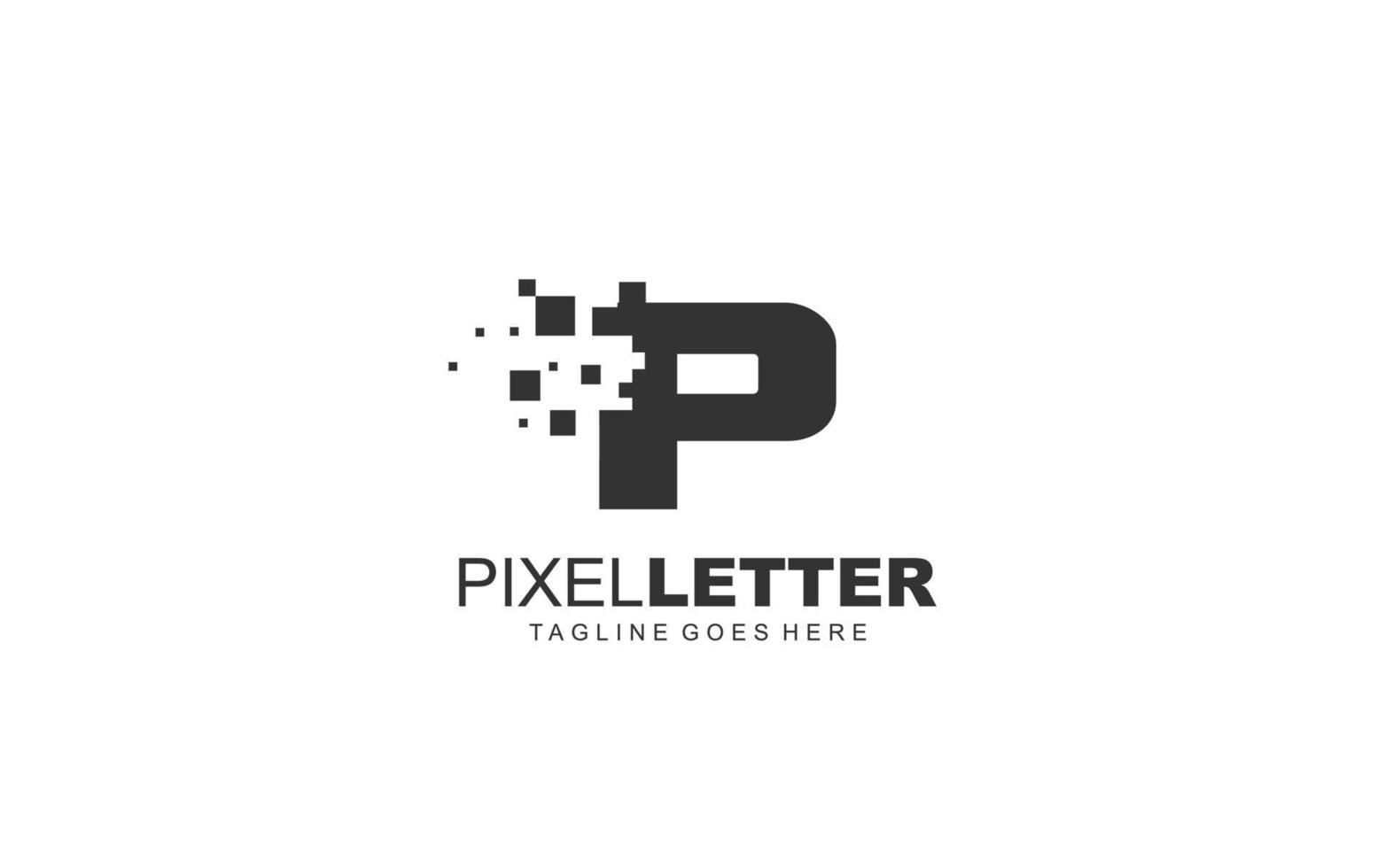 p logo pixel para empresa de branding. ilustração vetorial de modelo digital para sua marca. vetor