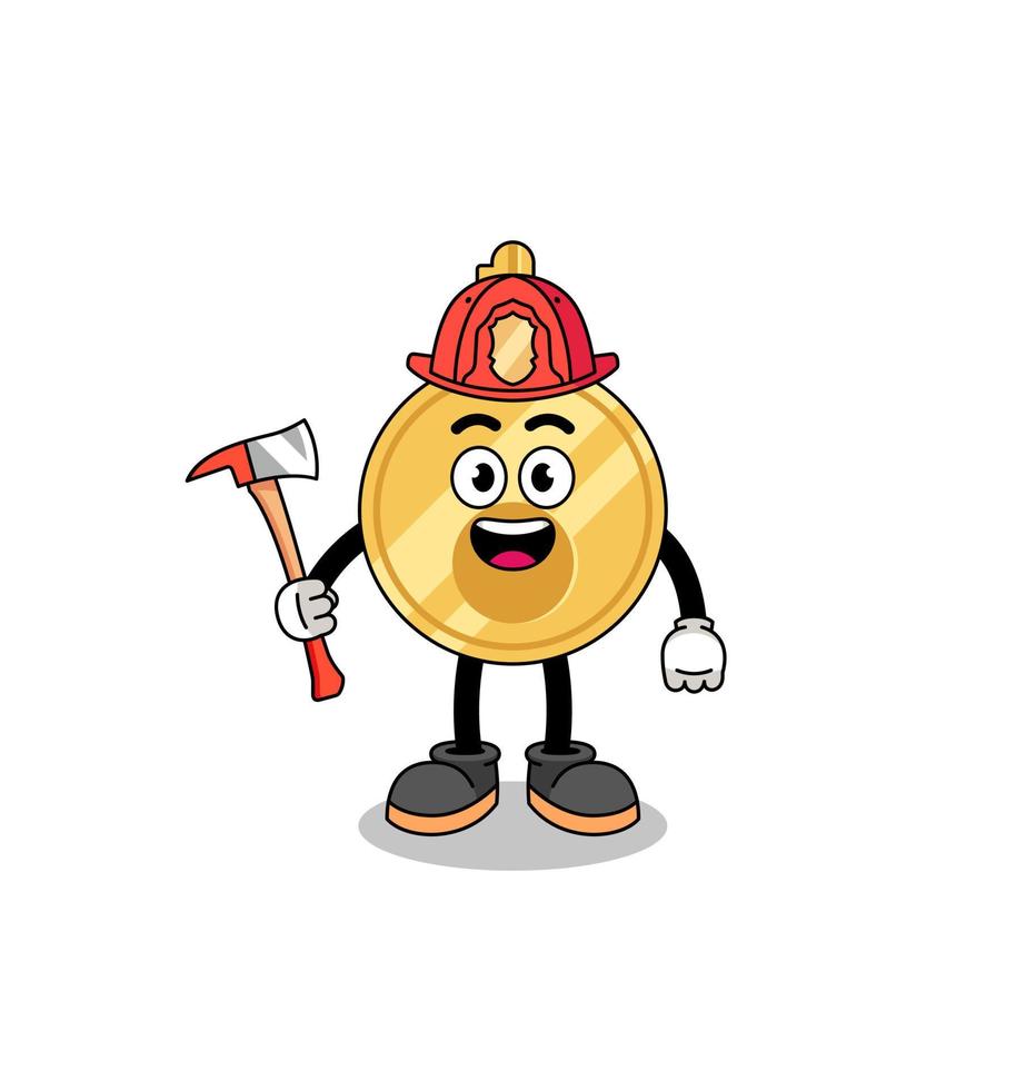 mascote dos desenhos animados do bombeiro-chave vetor