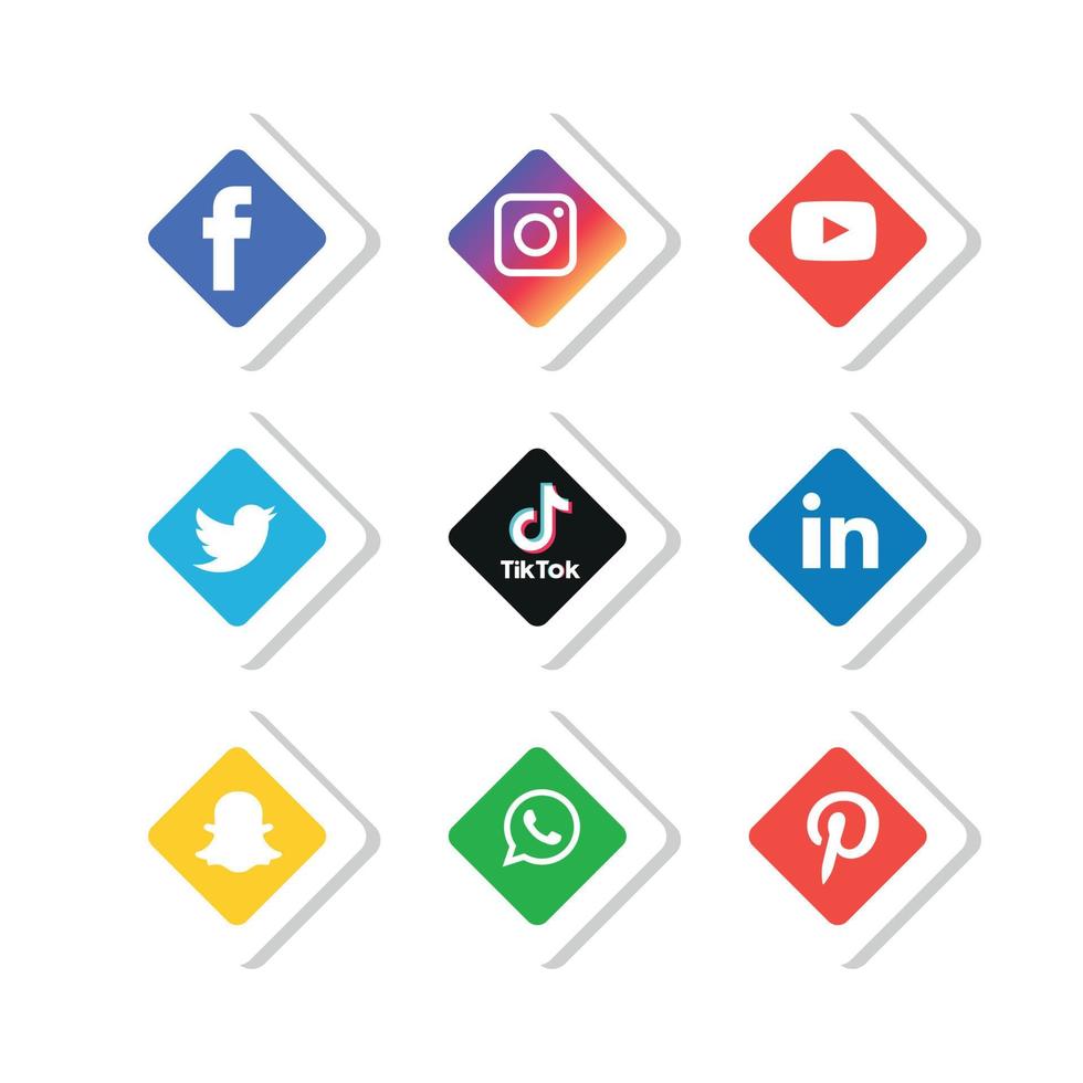 conjunto de ícones de mídia social ilustrador de vetor de logotipo