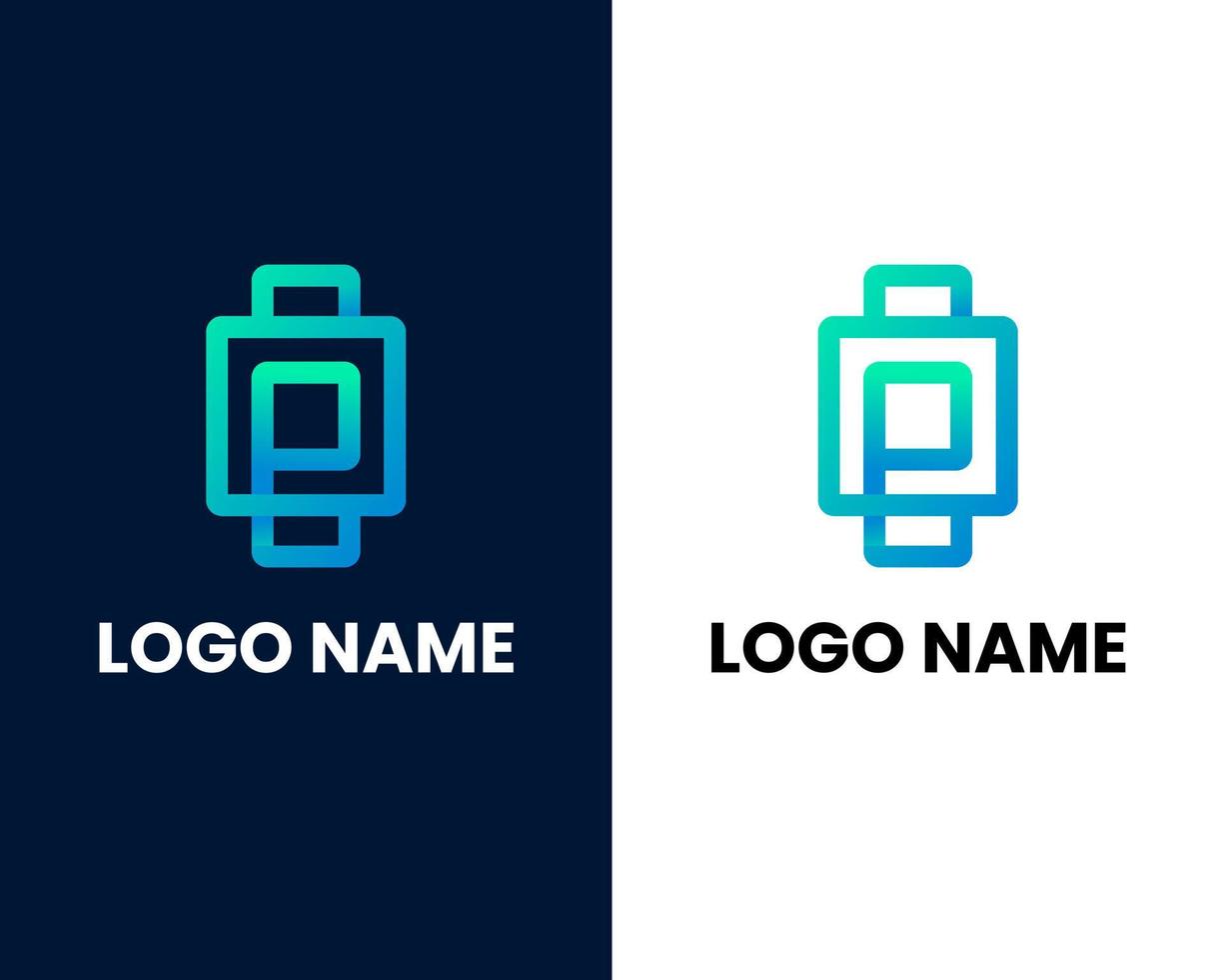 letra p com sinal de bloqueio modelo de design de logotipo de negócios moderno vetor