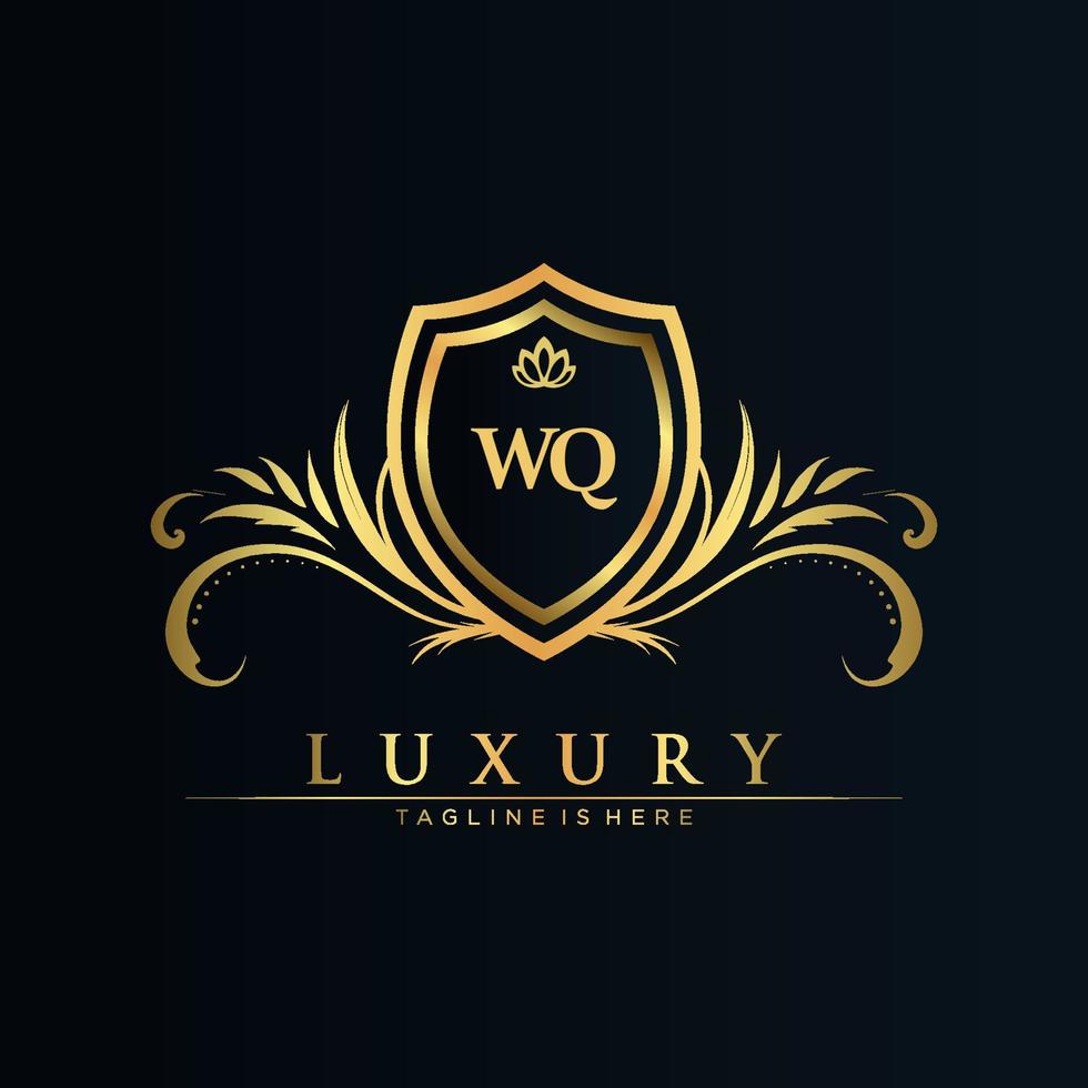 wq letra inicial com royal template.elegant com coroa logo vector, ilustração em vetor logotipo letras criativas.