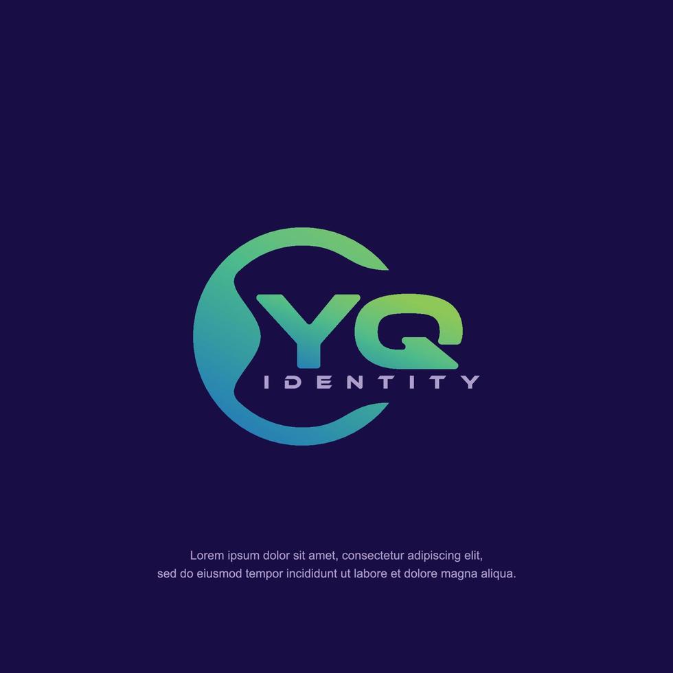 vetor de modelo de logotipo de linha circular de letra inicial yq com mistura de cor gradiente