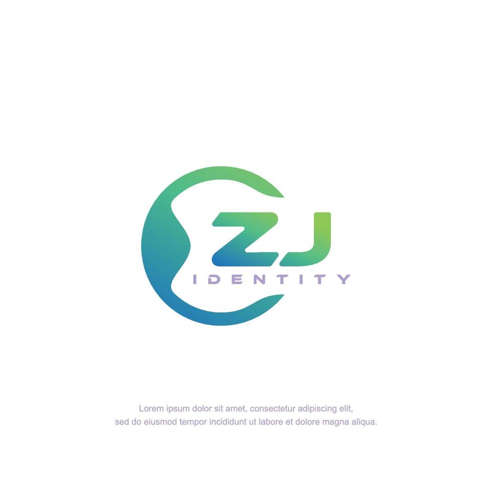 vetor de modelo de logotipo de linha circular de letra inicial zj com mistura de cor gradiente