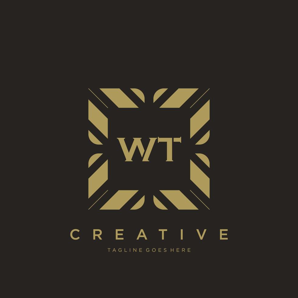 letra inicial wt vetor de modelo de logotipo de monograma de ornamento de luxo