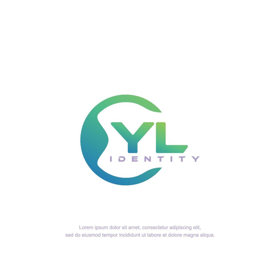 vetor de modelo de logotipo de linha circular de letra inicial yl com mistura de cor gradiente