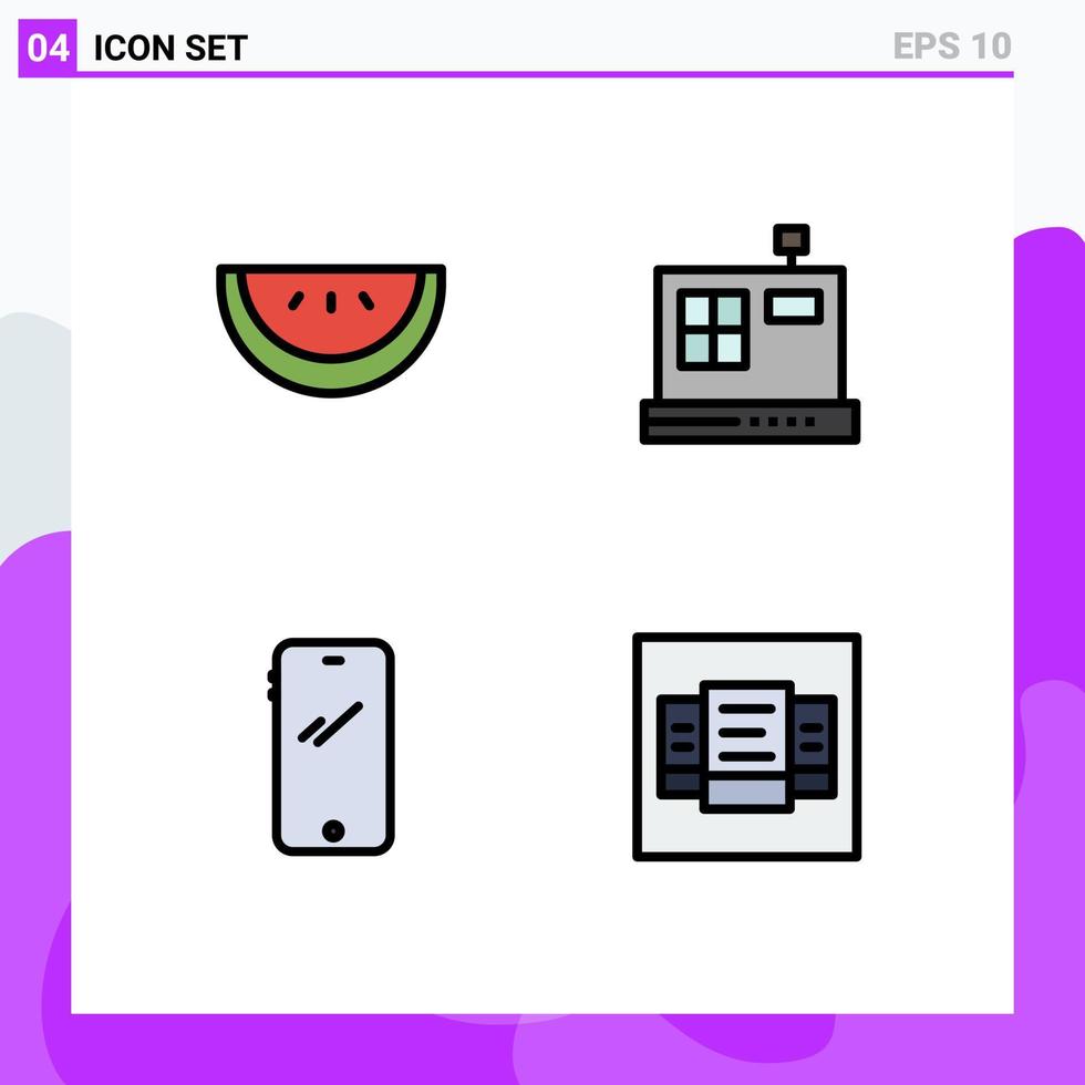 pacote de ícones vetoriais de estoque de 4 sinais e símbolos de linha para fatia iphone commerce preços de smartphones editáveis elementos de design vetorial vetor