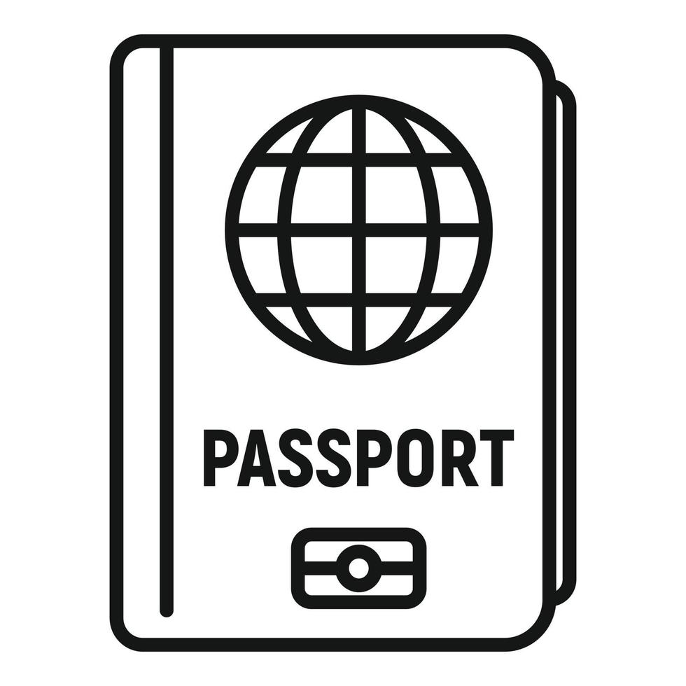 vetor de contorno do ícone do passaporte. carteira de identidade