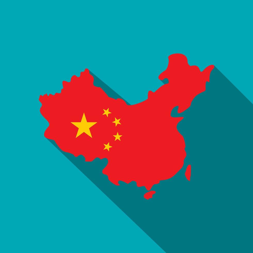 mapa da china no ícone de cores da bandeira nacional vetor