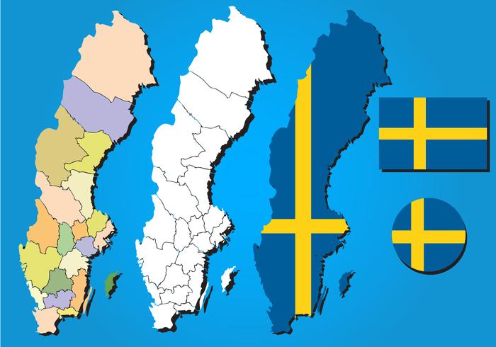 Suécia Mapa Vector Set