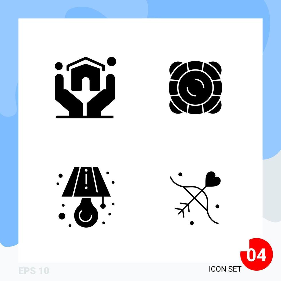 pacote moderno de 4 ícones. símbolos de glifos sólidos isolados em fundo branco para design de sites vetor