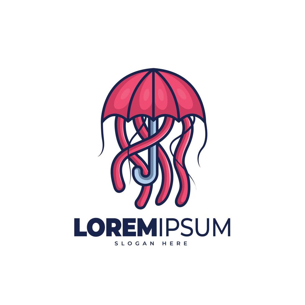 modelo de logotipo de guarda-chuva de água-viva vetor