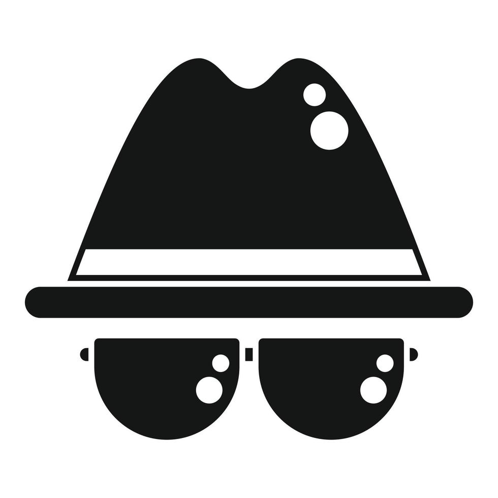 chapéu de agente e ícone de óculos vector simples. serviço secreto