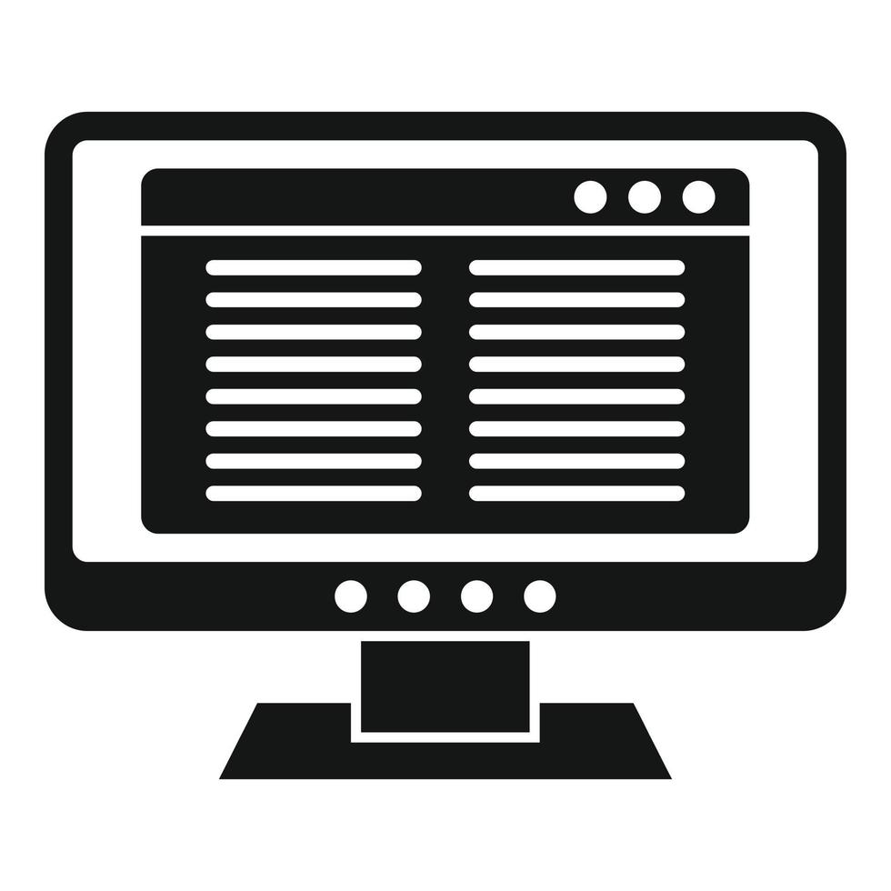 vetor de ícone de monitor de jornal simples. computador pc