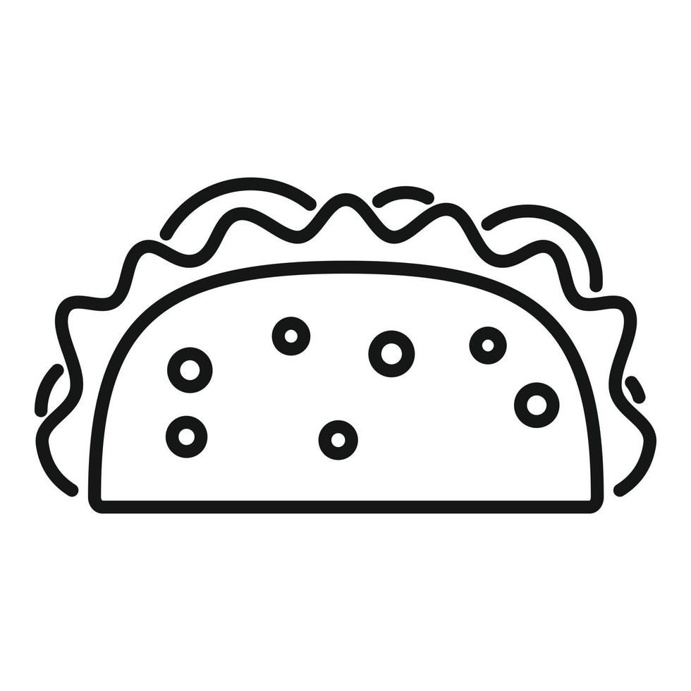 vetor de contorno do ícone de taco do México. comida de tortilha