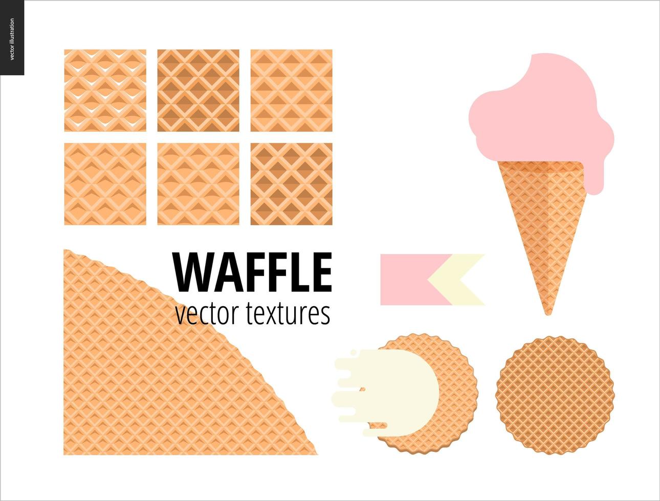 ilustração de seis padrões de waffle sem costura vetor