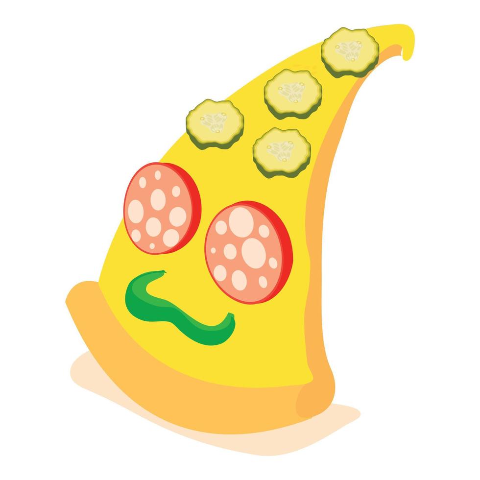vetor isométrico de ícone de pedaço de pizza. fatia de pizza com salsicha e ícone vegetal