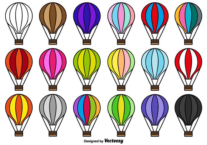 Coleção do vetor do ícone do balão de ar quente