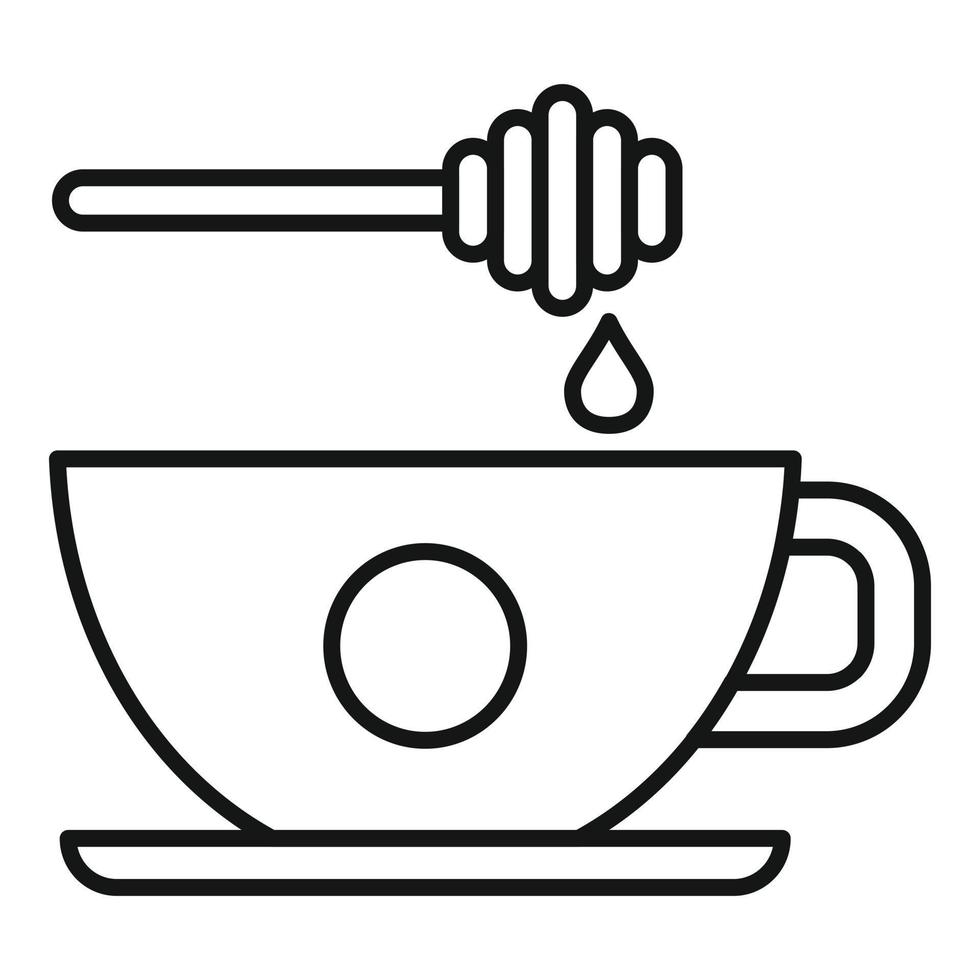 vetor de contorno do ícone de xícara de chá de mel. bebida quente