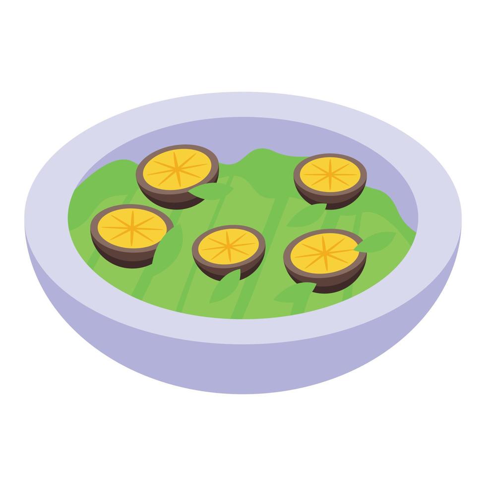 vetor isométrico de ícone de salada chinesa. comida de shitake