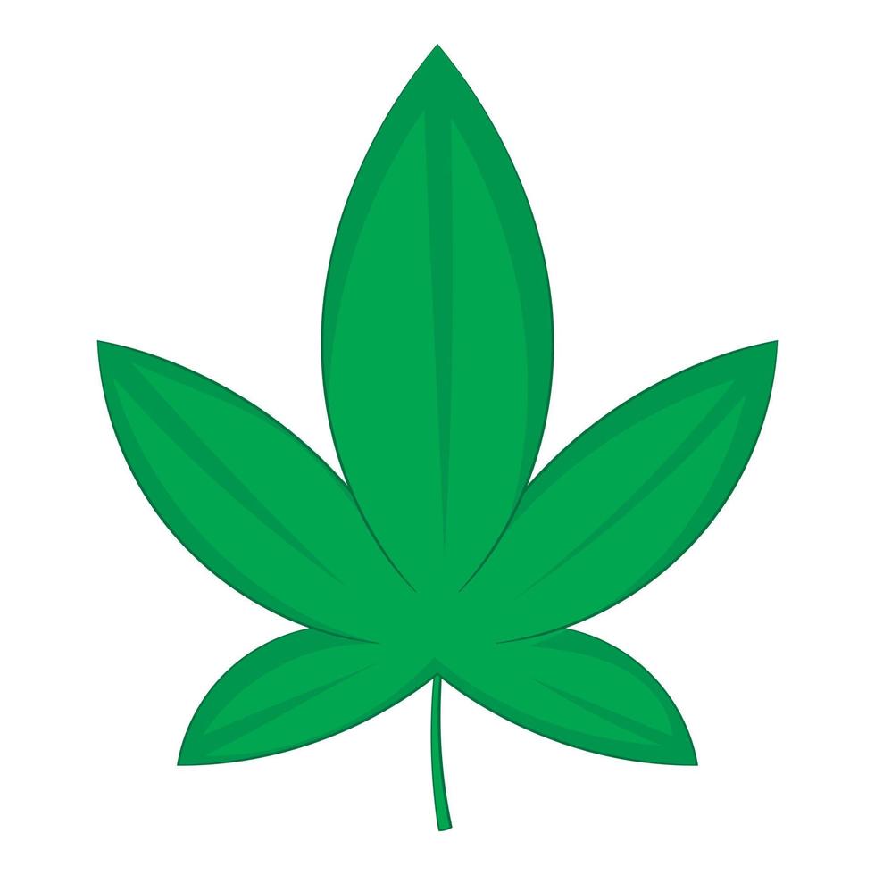 ícone de folha de cannabis, estilo cartoon vetor