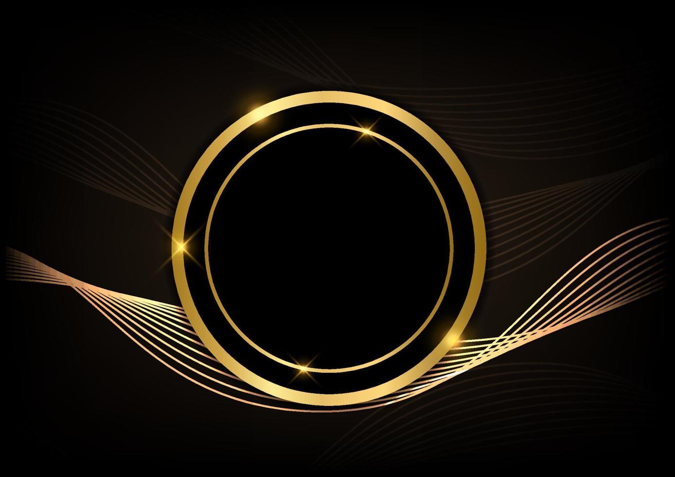 centro de círculo de ouro de luxo abstrato cor brilhante vetor de onda de ouro premium fundo escuro
