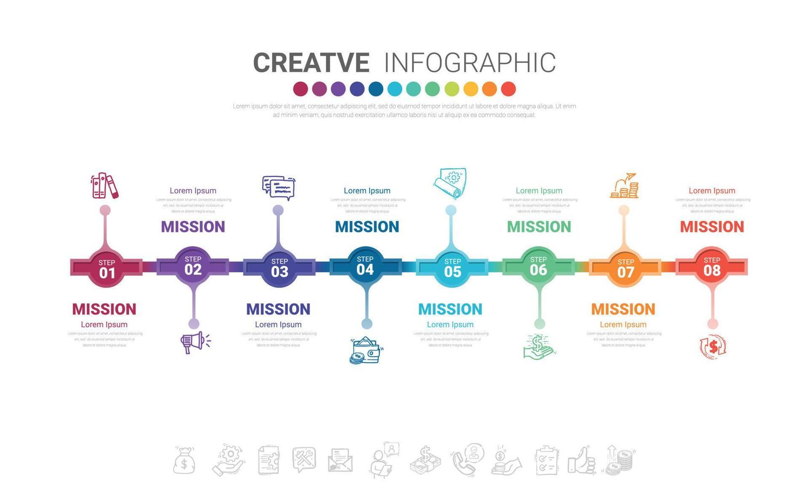 design de elementos infográficos para 8 opções. vetor