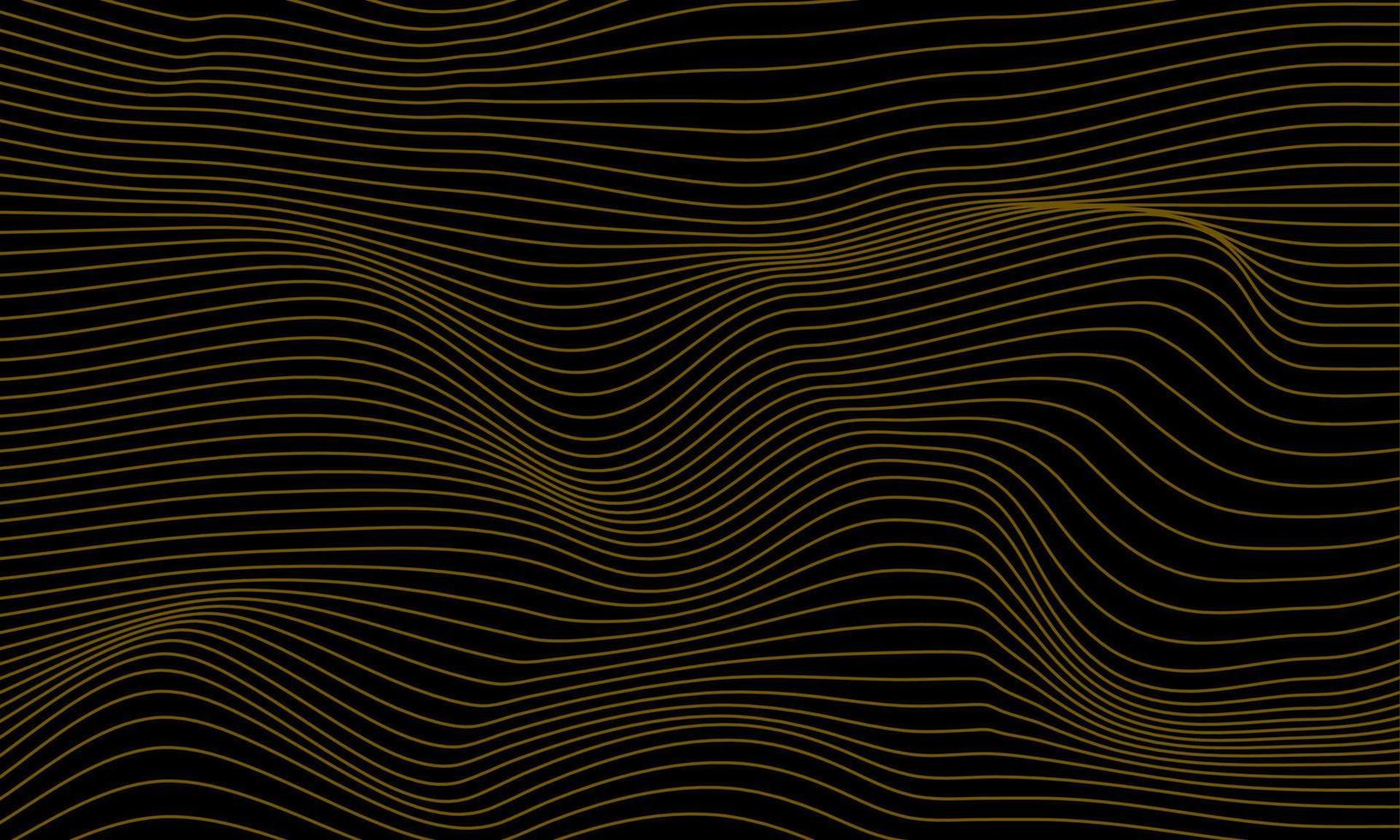 ondas de linha de ouro em fundo preto, design de vetor de fundo abstrato