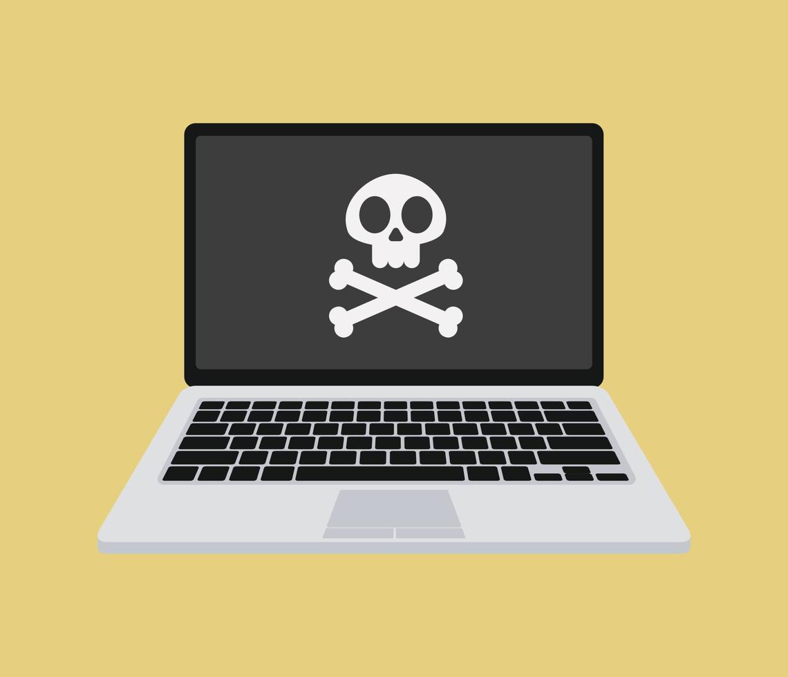 ilustração wevector de aviso de erro de sistema de laptop. atenção do vírus. ataque de hackers e conceito de vetor de segurança na web, golpe de phishing. segurança de rede e internet.