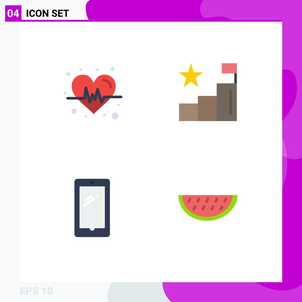 pacote de 4 ícones planos criativos de posições de análise móvel de dieta elementos de design de vetor editável iphone