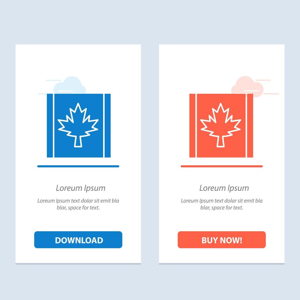 folha de bandeira do canadá azul e vermelho baixe e compre agora modelo de cartão de widget da web vetor