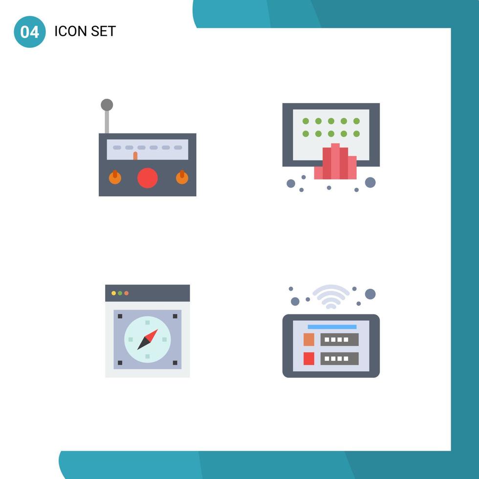 4 ícones planos vetoriais temáticos e símbolos editáveis de elementos de design vetorial editáveis de página móvel do navegador do dispositivo vetor