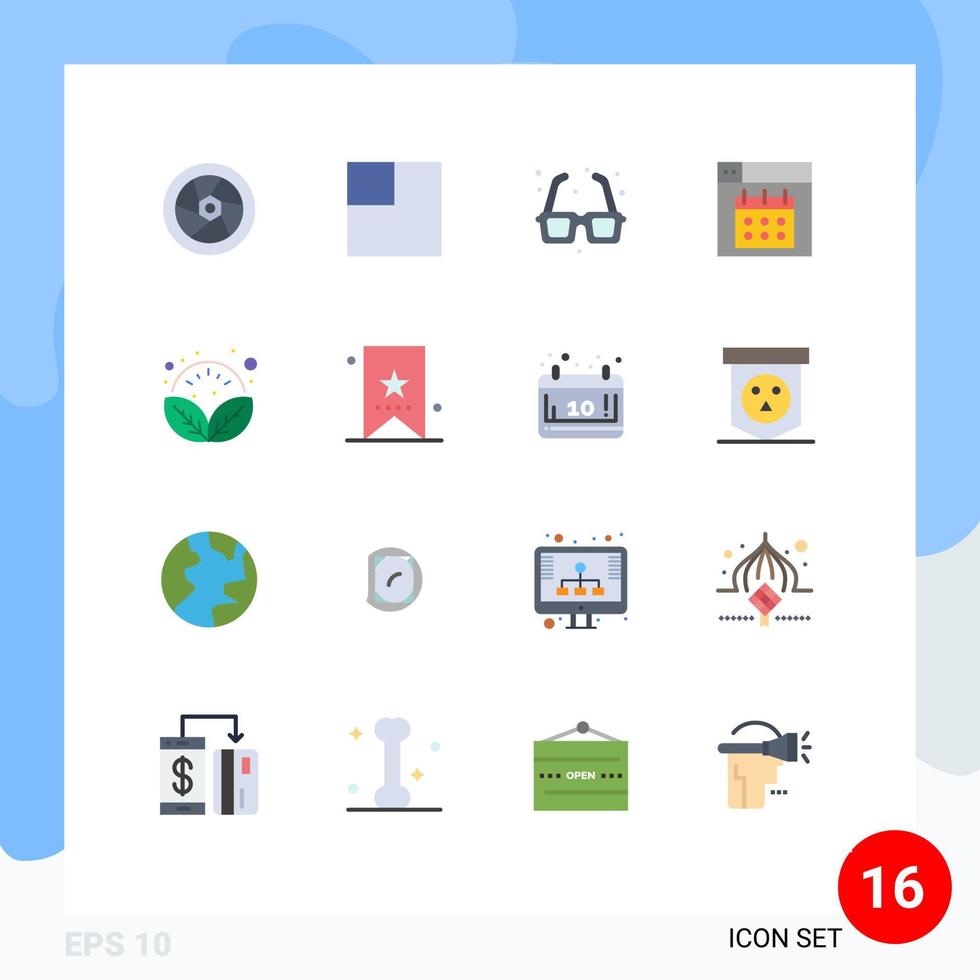 pacote de 16 sinais e símbolos modernos de cores planas para mídia impressa na web, como spa deixa pacote de design de data de parque editável de elementos de design de vetores criativos