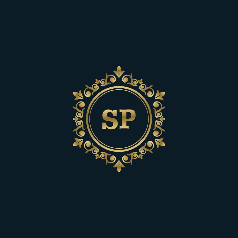 logotipo da letra sp com modelo de ouro de luxo. modelo de vetor de logotipo de elegância.