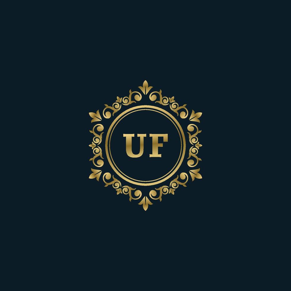 logotipo da letra uf com modelo de ouro de luxo. modelo de vetor de logotipo de elegância.