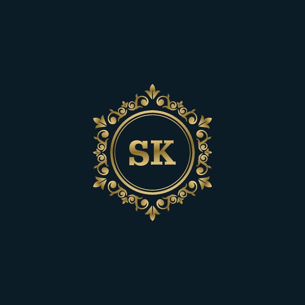 logotipo da letra sk com modelo de ouro de luxo. modelo de vetor de logotipo de elegância.
