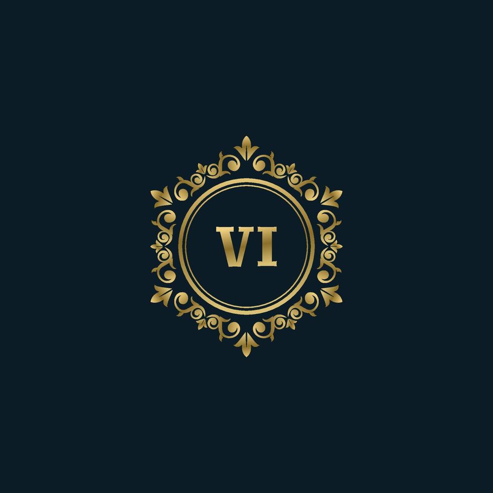 logotipo da letra vi com modelo de ouro de luxo. modelo de vetor de logotipo de elegância.