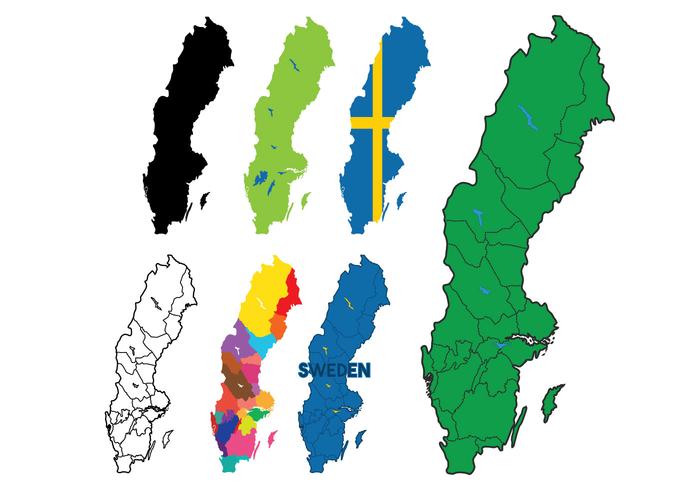 Suécia Mapa Vector Set