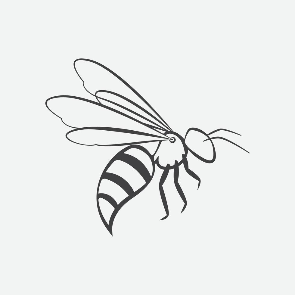 elemento de design do ícone de abelha. silhueta de inseto de abelha. ilustração vetorial vetor