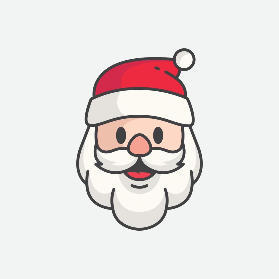 ícone de Papai Noel. rosto de Papai Noel em design plano. modelo de cartão de natal. barba de rosto de papai noel. ilustração vetorial de natal vetor