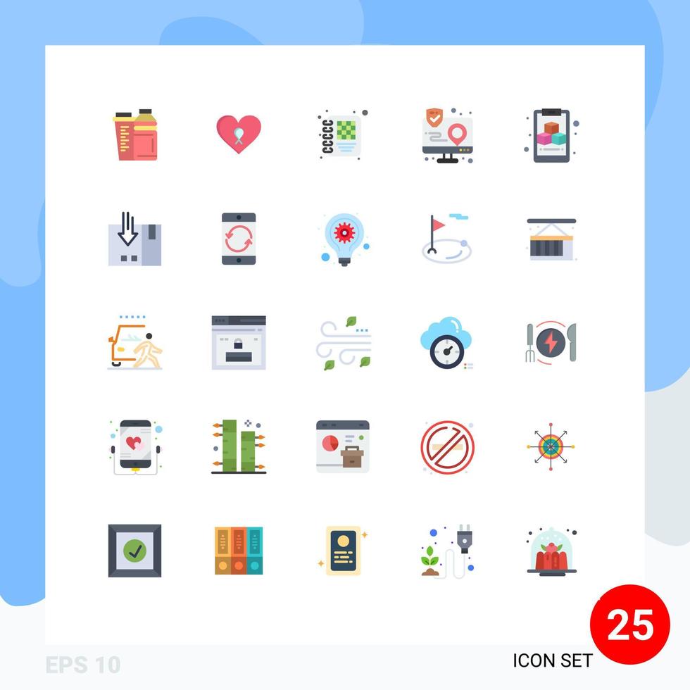 25 cores planas de vetores temáticos e símbolos editáveis da interface da área de transferência ação de interação do paciente elementos de design de vetores editáveis