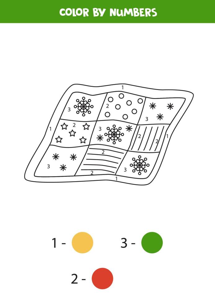 colcha de cores fofa por números. planilha para crianças. vetor