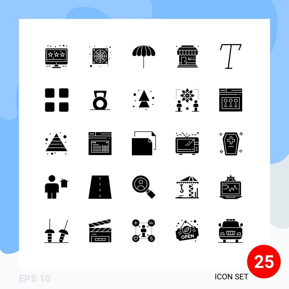 conjunto de 25 sinais de símbolos de ícones de interface do usuário modernos para calculadora itálico loja de fonte de tempo elementos de design de vetores editáveis