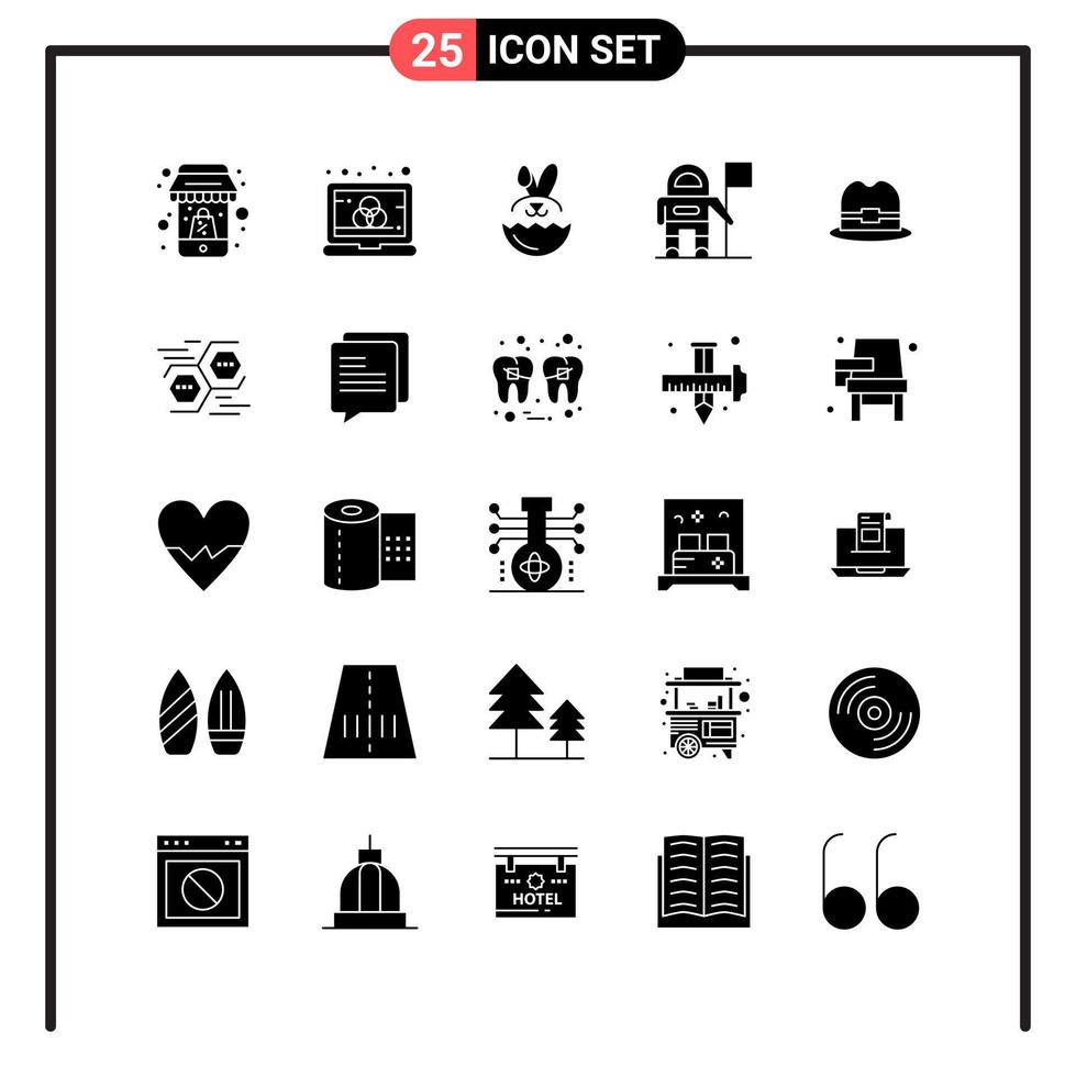 conjunto de 25 ícones de estilo sólido para web e dispositivos móveis. símbolos de glifos para impressão. sinais de ícone sólido isolados no fundo branco. conjunto de 25 ícones. vetor