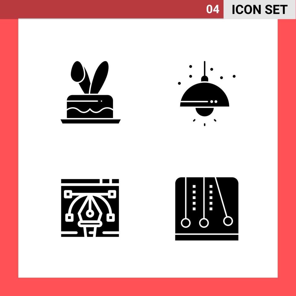 4 ícones embalam símbolos de glifos de estilo sólido em fundo branco. sinais simples para design geral. vetor
