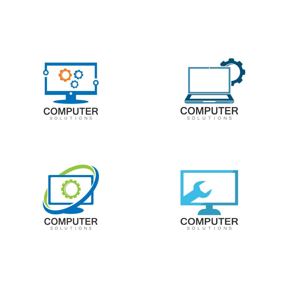 ilustração de ícone de modelo de logotipo de reparo de computador e laptop vetorial vetor
