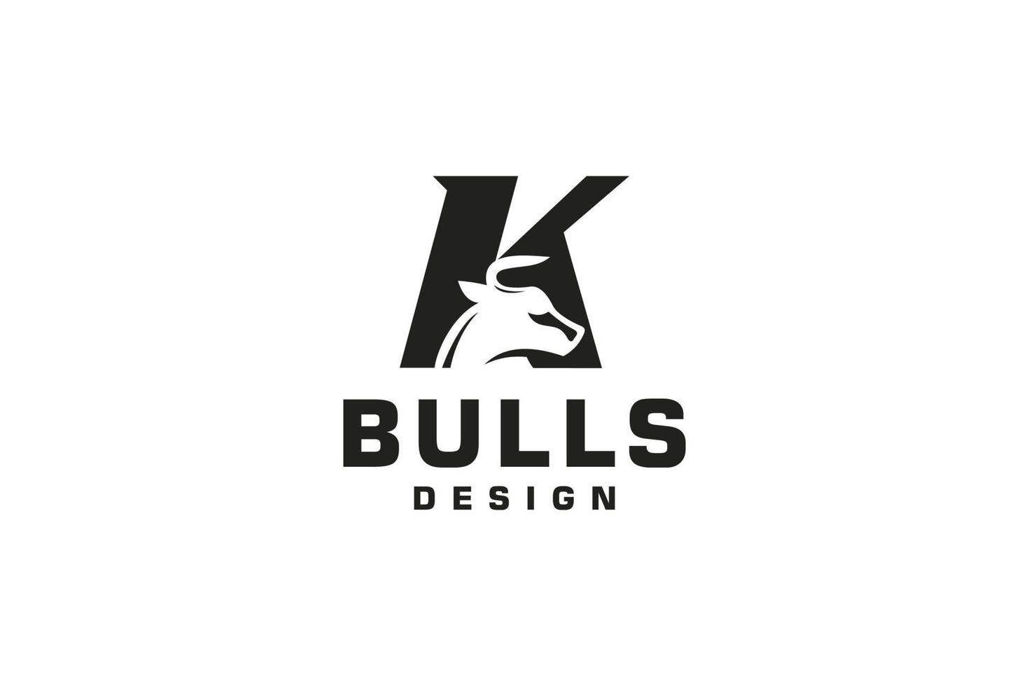 logotipo da letra k, logotipo do touro, logotipo da cabeça do touro, elemento de modelo de design do logotipo do monograma vetor